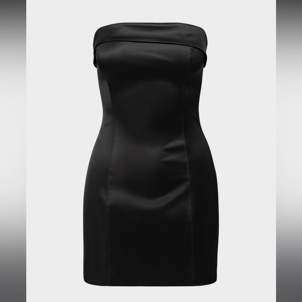 Aritzia Black Shimmer Satin Tube Dress